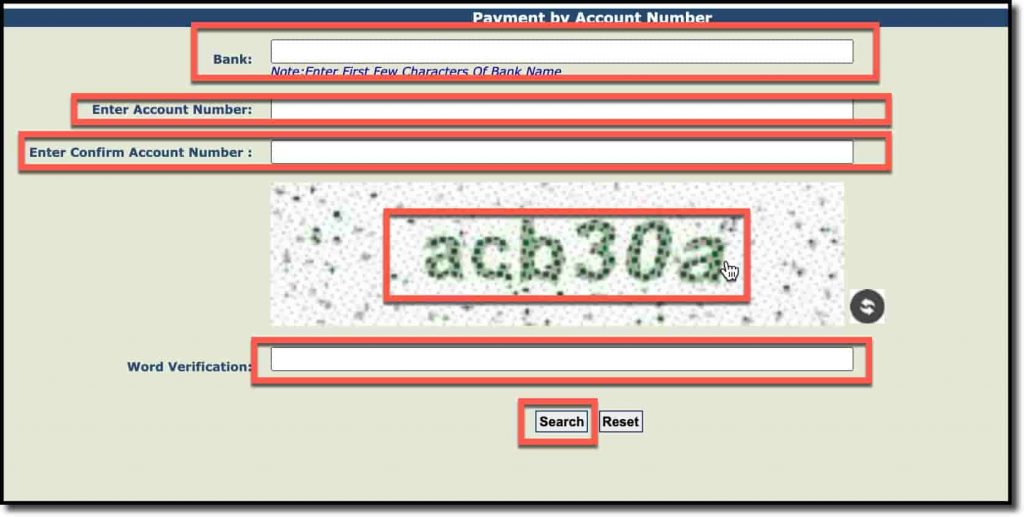 Enter your Bank Name and account Number